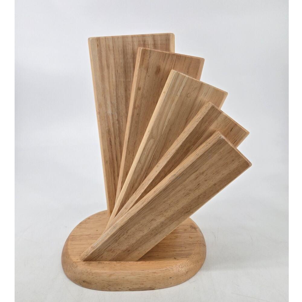 Modern Art Solid Wood Fan Knife Five Slot Block Unbranded